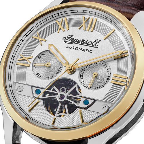 Ingersoll 1892 The Tempest Automatic Mens Watch with Silver Dial and Brown Leather Strap - I12101