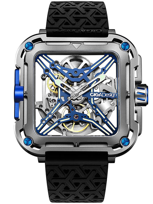 CIGA Design X Series Titanium Gold Hollow-Design Mechanical Watch - X021-TIBU-W25BK